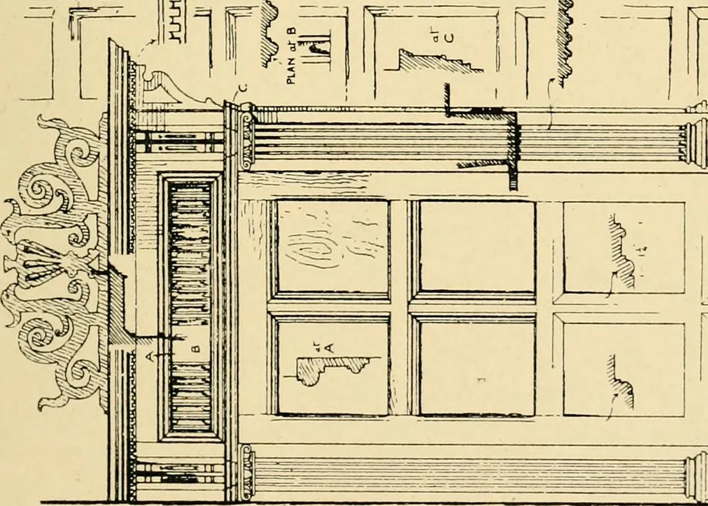 An illustration from Early renaissance architecture in England; a historical & descriptive account of the Tudor, Elizabethan & Jacobean periods, 1500-1625, for the use of students and others, 1901, leaf 299