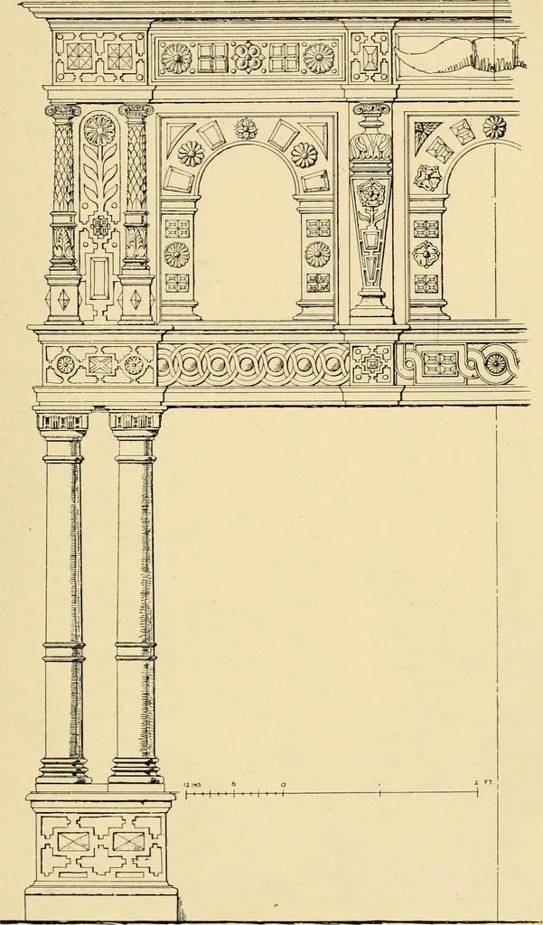 An illustration from Early renaissance architecture in England; a historical & descriptive account of the Tudor, Elizabethan & Jacobean periods, 1500-1625, for the use of students and others, 1901, leaf 307