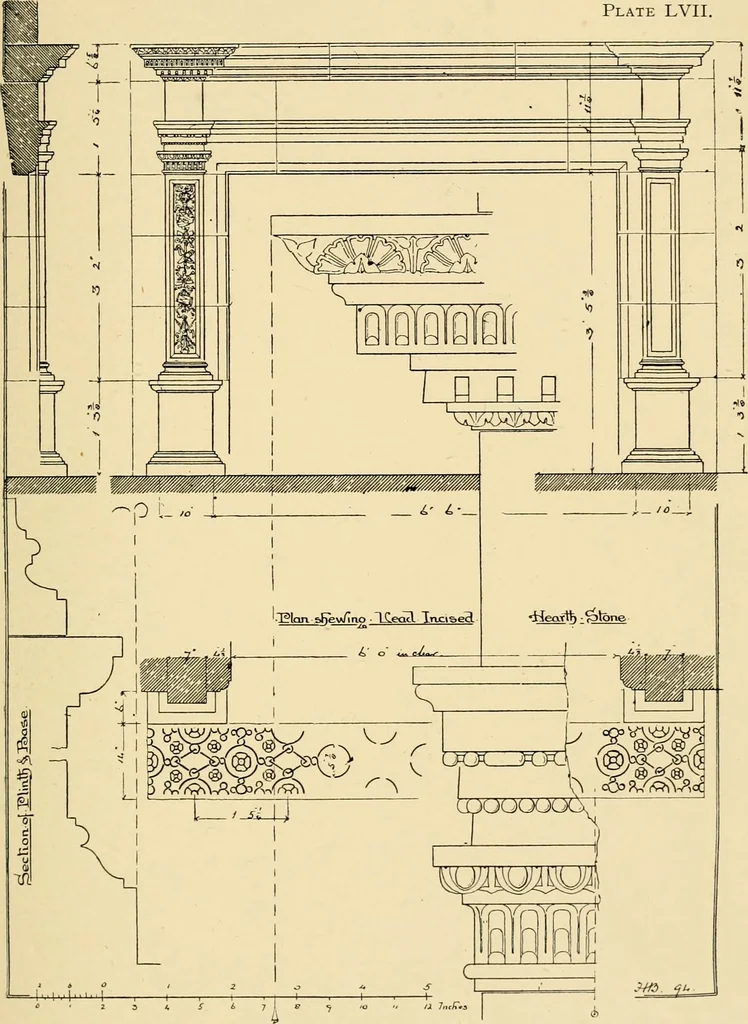 An illustration from Early renaissance architecture in England; a historical & descriptive account of the Tudor, Elizabethan & Jacobean periods, 1500-1625, for the use of students and others, 1901, leaf 317