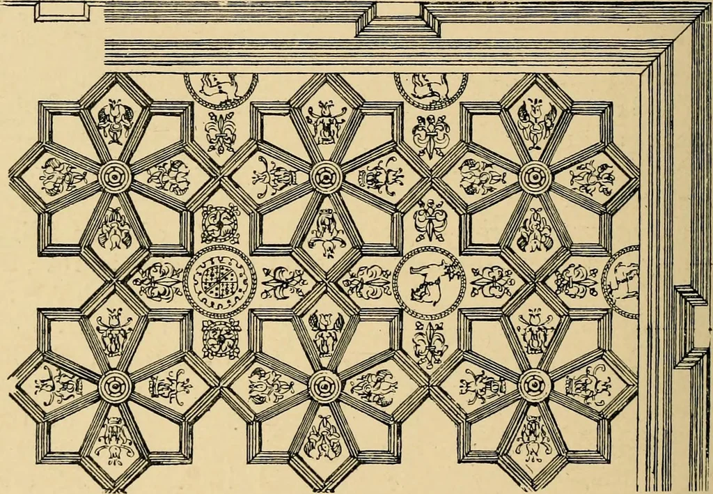 An illustration from Early renaissance architecture in England; a historical & descriptive account of the Tudor, Elizabethan & Jacobean periods, 1500-1625, for the use of students and others, 1901, leaf 340