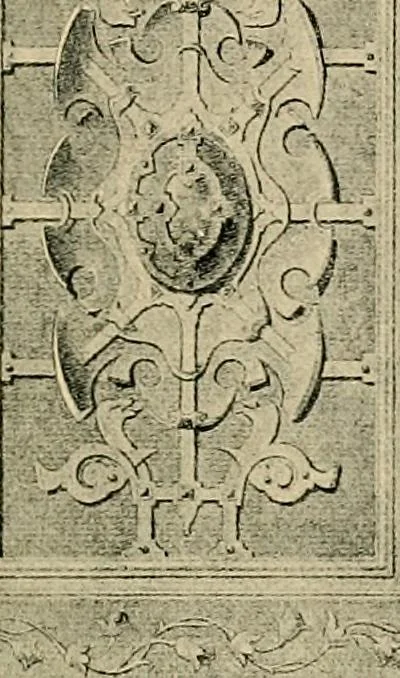 An illustration from Early renaissance architecture in England; a historical & descriptive account of the Tudor, Elizabethan & Jacobean periods, 1500-1625, for the use of students and others, 1901, leaf 343