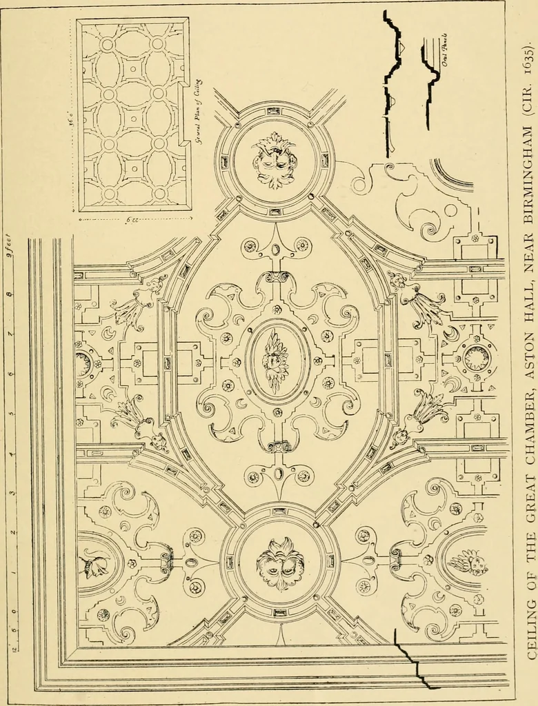 An illustration from Early renaissance architecture in England; a historical & descriptive account of the Tudor, Elizabethan & Jacobean periods, 1500-1625, for the use of students and others, 1901, leaf 345