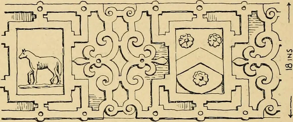 An illustration from Early renaissance architecture in England; a historical & descriptive account of the Tudor, Elizabethan & Jacobean periods, 1500-1625, for the use of students and others, 1901, leaf 350