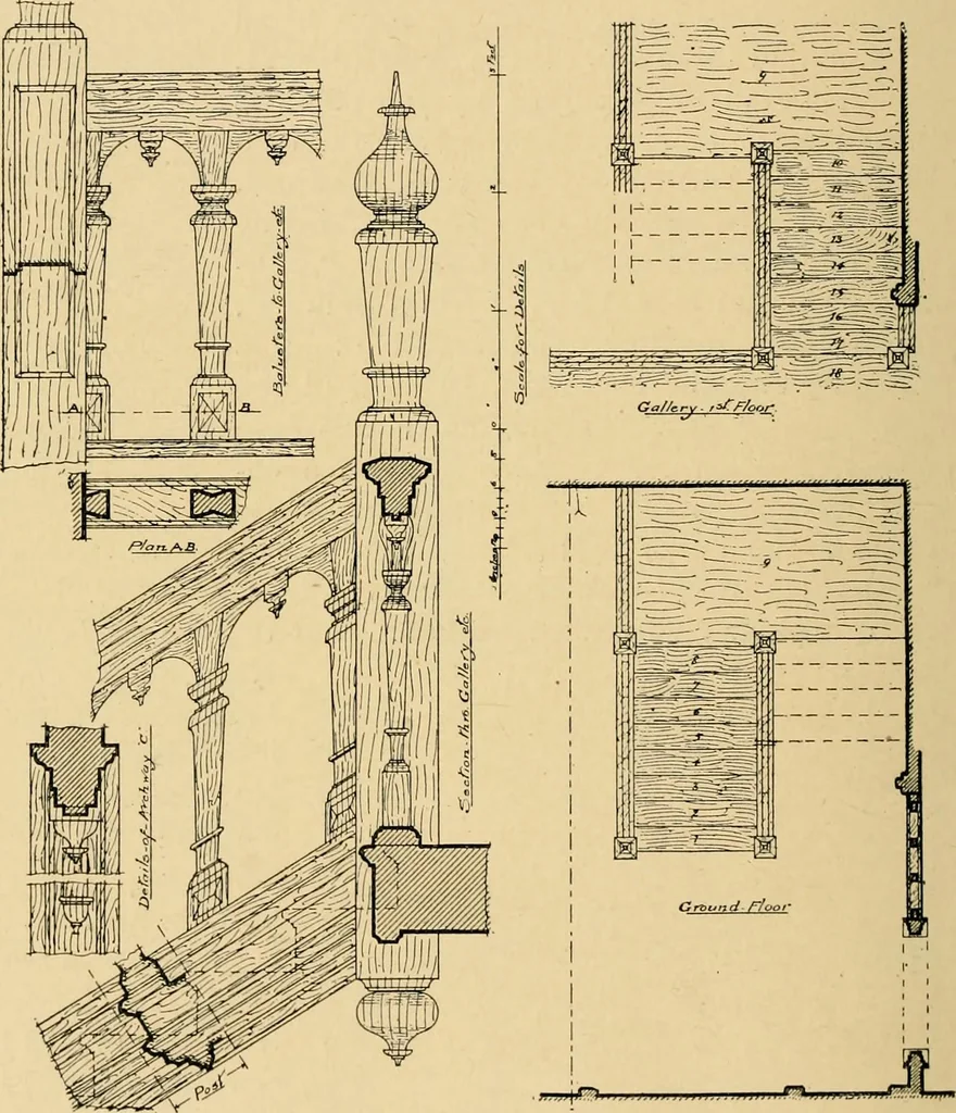 An illustration from Early renaissance architecture in England; a historical & descriptive account of the Tudor, Elizabethan & Jacobean periods, 1500-1625, for the use of students and others, 1901, leaf 362