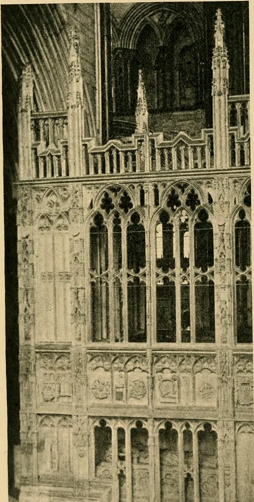 An illustration from Early renaissance architecture in England; a historical & descriptive account of the Tudor, Elizabethan & Jacobean periods, 1500-1625, for the use of students and others, 1901, leaf 38