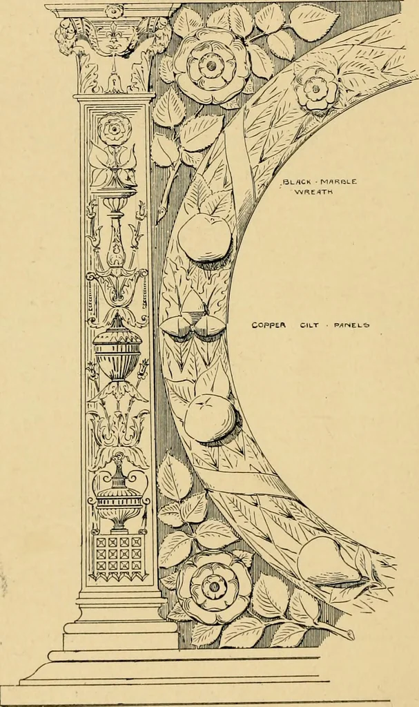 An illustration from Early renaissance architecture in England; a historical & descriptive account of the Tudor, Elizabethan & Jacobean periods, 1500-1625, for the use of students and others, 1901, leaf 40