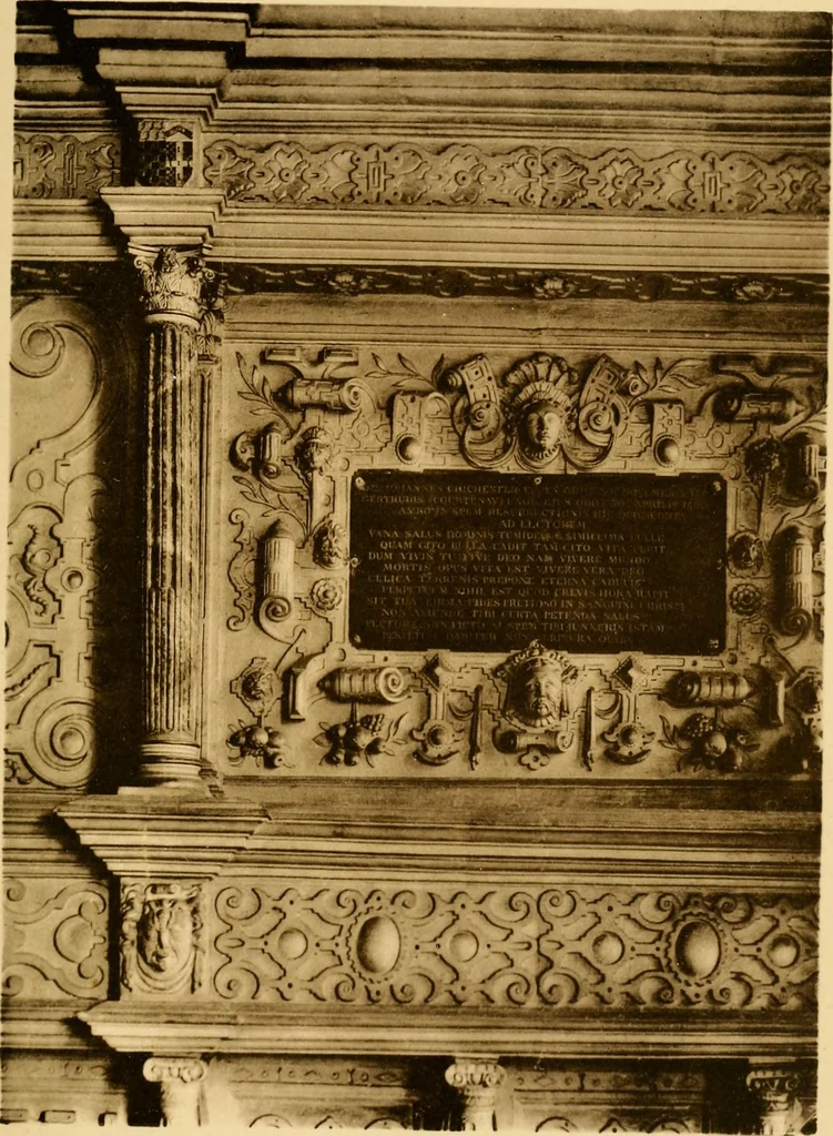 An illustration from Early renaissance architecture in England; a historical & descriptive account of the Tudor, Elizabethan & Jacobean periods, 1500-1625, for the use of students and others, 1901, leaf 405