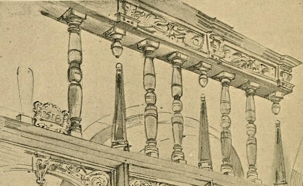 An illustration from Early renaissance architecture in England; a historical & descriptive account of the Tudor, Elizabethan & Jacobean periods, 1500-1625, for the use of students and others, 1901, leaf 408