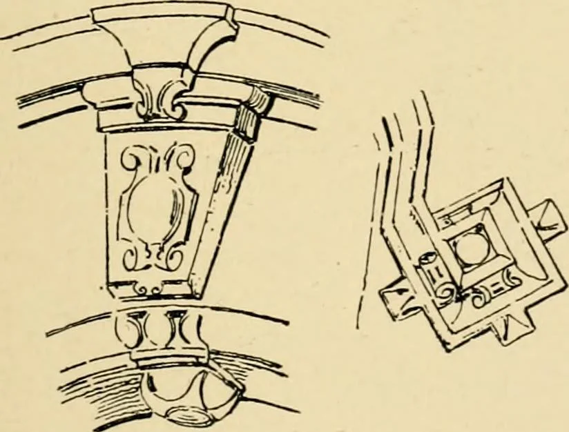 An illustration from Early renaissance architecture in England; a historical & descriptive account of the Tudor, Elizabethan & Jacobean periods, 1500-1625, for the use of students and others, 1901, leaf 415