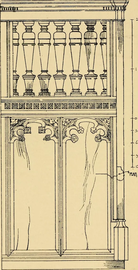 An illustration from Early renaissance architecture in England; a historical & descriptive account of the Tudor, Elizabethan & Jacobean periods, 1500-1625, for the use of students and others, 1901, leaf 416