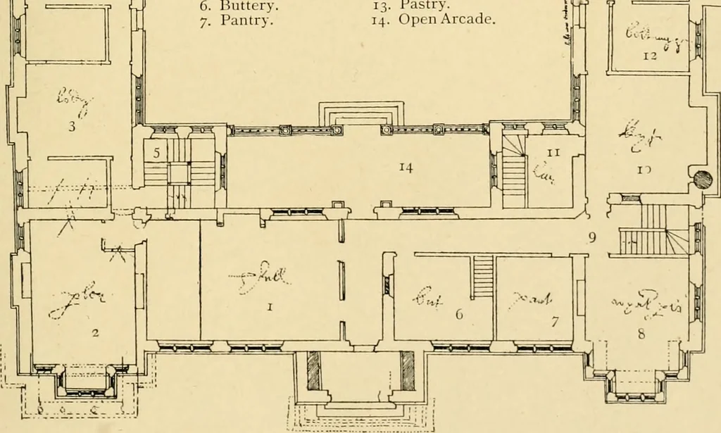 An illustration from Early renaissance architecture in England; a historical & descriptive account of the Tudor, Elizabethan & Jacobean periods, 1500-1625, for the use of students and others, 1901, leaf 429