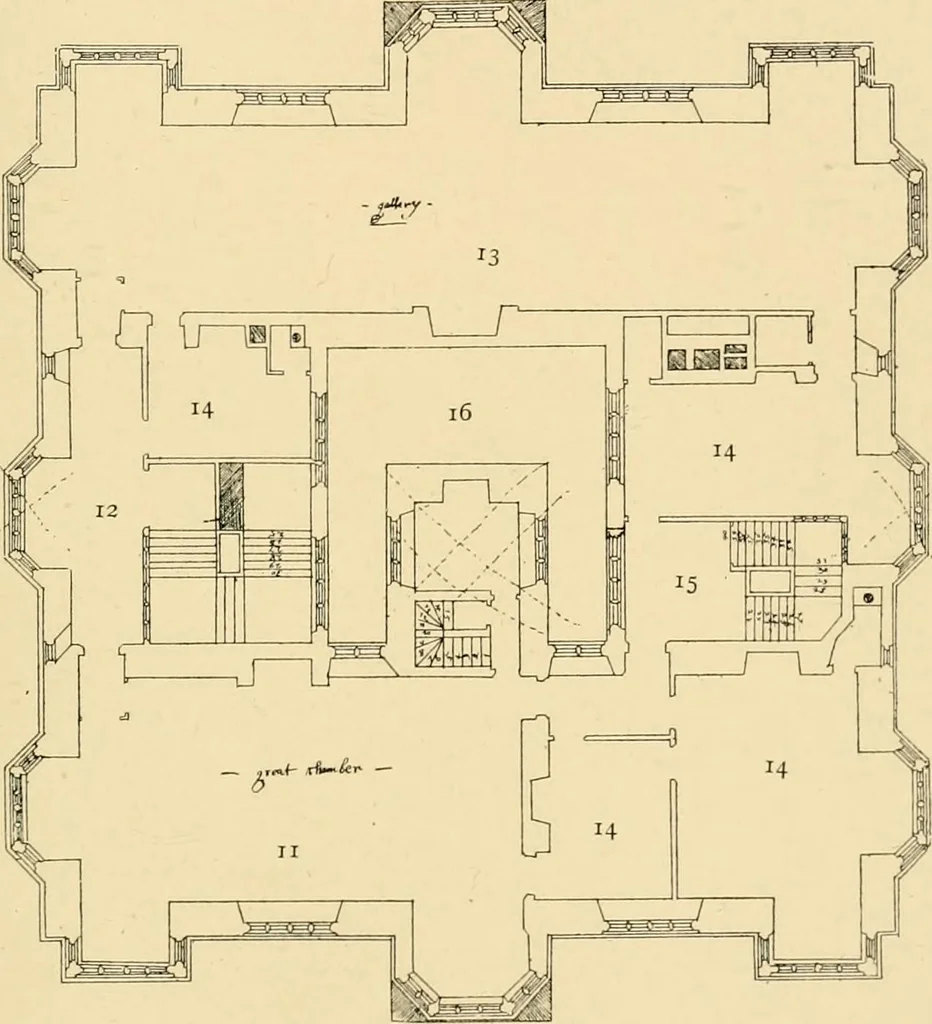 An illustration from Early renaissance architecture in England; a historical & descriptive account of the Tudor, Elizabethan & Jacobean periods, 1500-1625, for the use of students and others, 1901, leaf 437