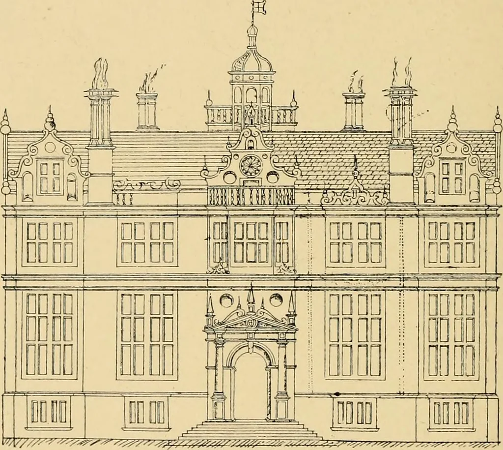 An illustration from Early renaissance architecture in England; a historical & descriptive account of the Tudor, Elizabethan & Jacobean periods, 1500-1625, for the use of students and others, 1901, leaf 438