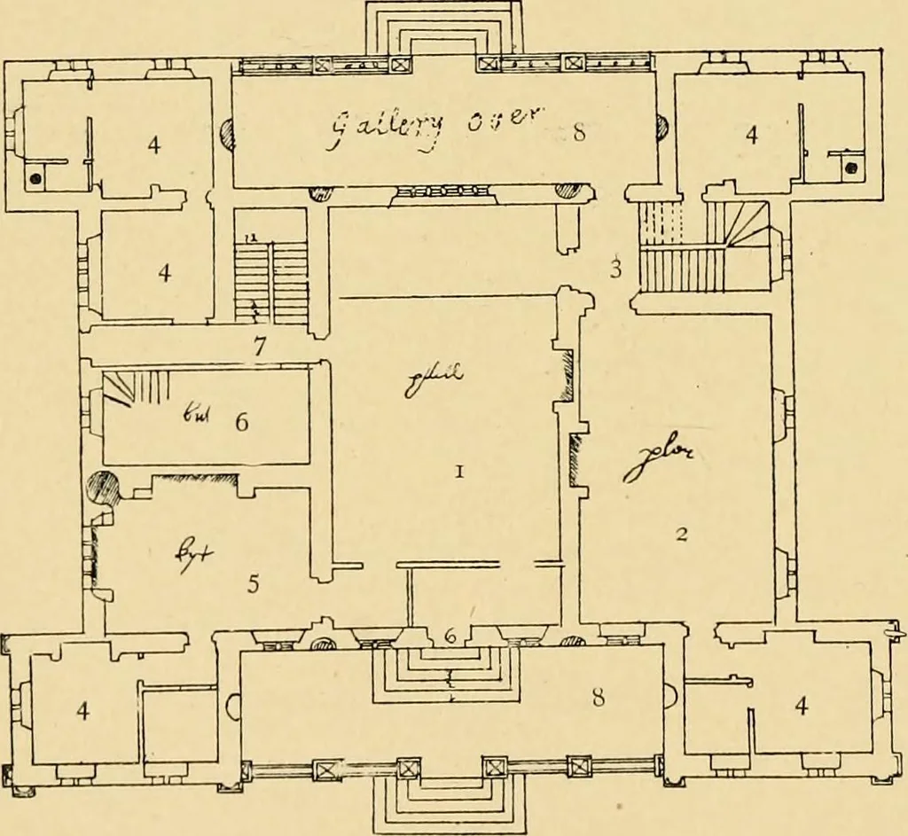 An illustration from Early renaissance architecture in England; a historical & descriptive account of the Tudor, Elizabethan & Jacobean periods, 1500-1625, for the use of students and others, 1901, leaf 440