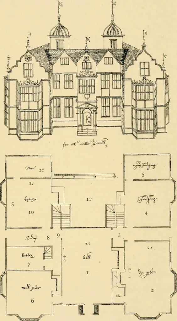An illustration from Early renaissance architecture in England; a historical & descriptive account of the Tudor, Elizabethan & Jacobean periods, 1500-1625, for the use of students and others, 1901, leaf 443