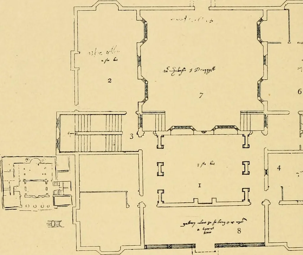 An illustration from Early renaissance architecture in England; a historical & descriptive account of the Tudor, Elizabethan & Jacobean periods, 1500-1625, for the use of students and others, 1901, leaf 444