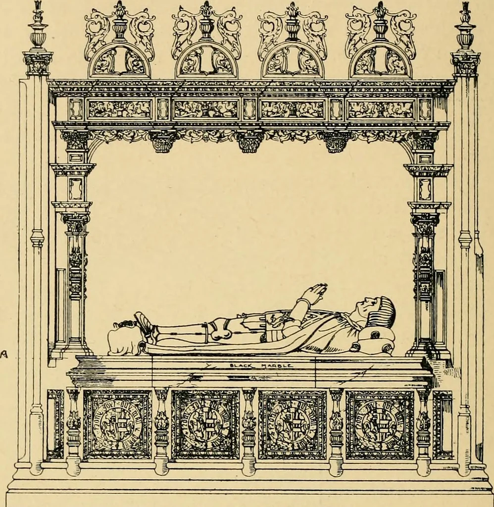An illustration from Early renaissance architecture in England; a historical & descriptive account of the Tudor, Elizabethan & Jacobean periods, 1500-1625, for the use of students and others, 1901, leaf 48