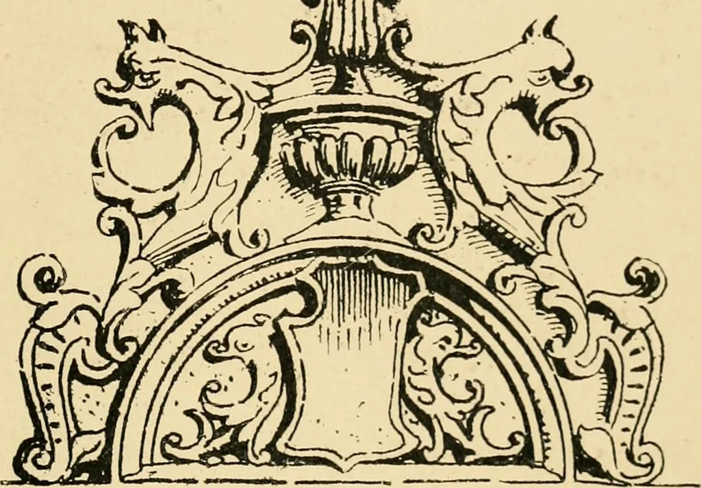 An illustration from Early renaissance architecture in England; a historical & descriptive account of the Tudor, Elizabethan & Jacobean periods, 1500-1625, for the use of students and others, 1901, leaf 53