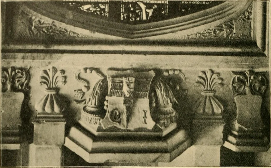 An illustration from Early renaissance architecture in England; a historical & descriptive account of the Tudor, Elizabethan & Jacobean periods, 1500-1625, for the use of students and others, 1901, leaf 57