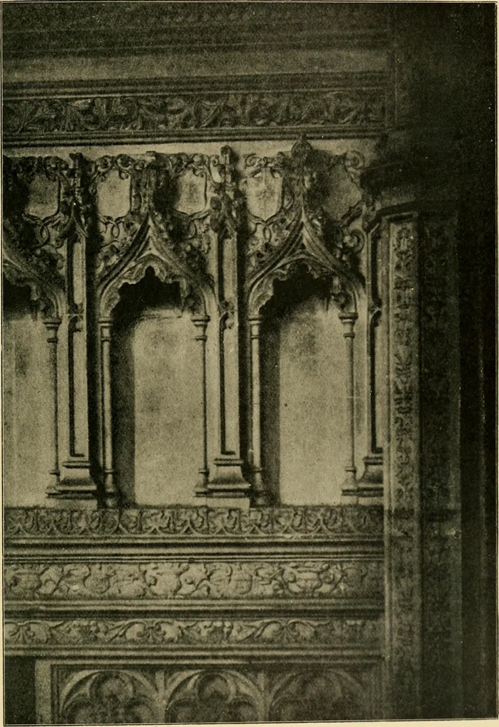 An illustration from Early renaissance architecture in England; a historical & descriptive account of the Tudor, Elizabethan & Jacobean periods, 1500-1625, for the use of students and others, 1901, leaf 59