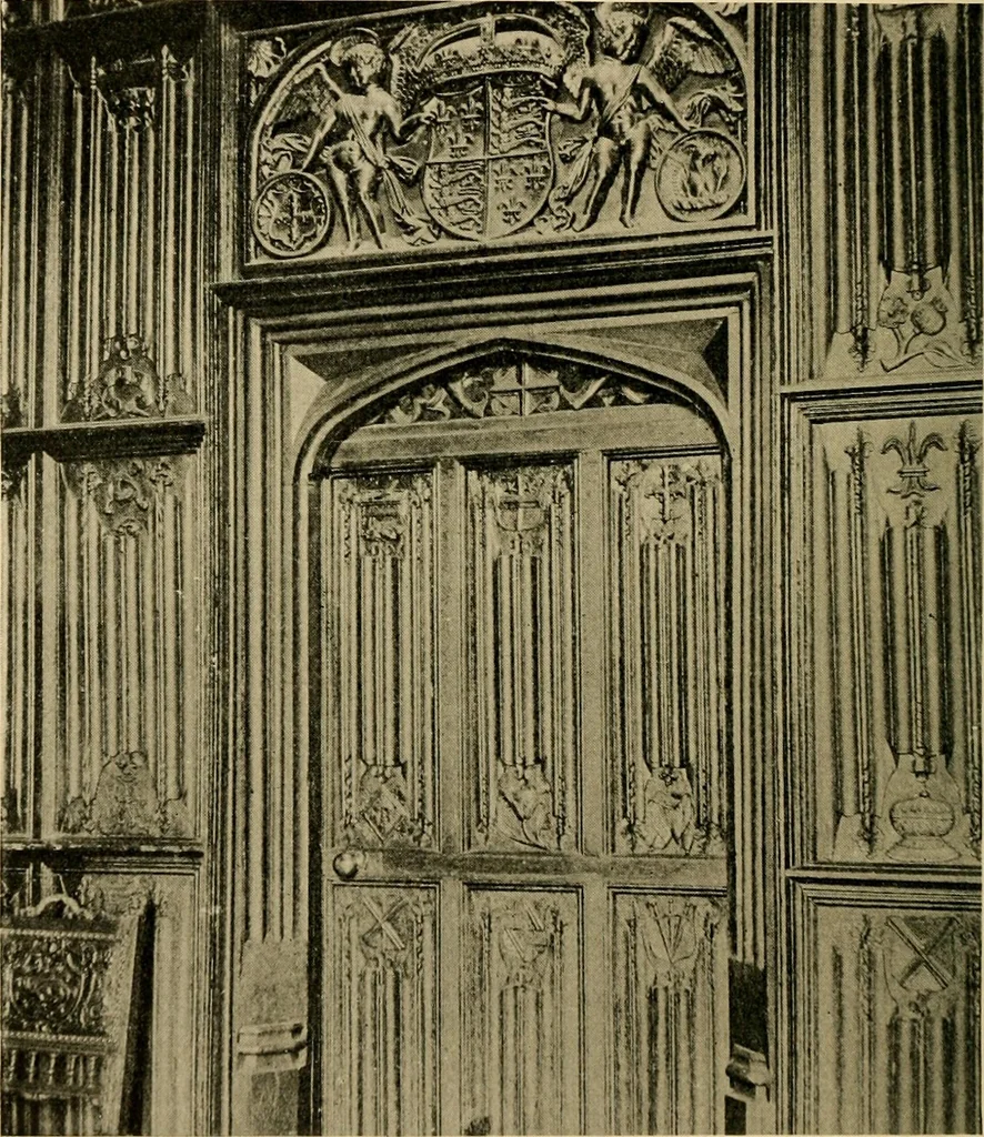 An illustration from Early renaissance architecture in England; a historical & descriptive account of the Tudor, Elizabethan & Jacobean periods, 1500-1625, for the use of students and others, 1901, leaf 62