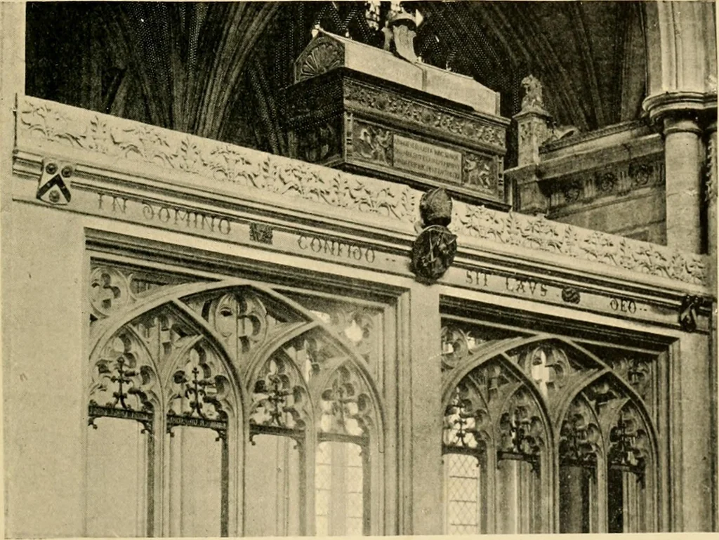 An illustration from Early renaissance architecture in England; a historical & descriptive account of the Tudor, Elizabethan & Jacobean periods, 1500-1625, for the use of students and others, 1901, leaf 63