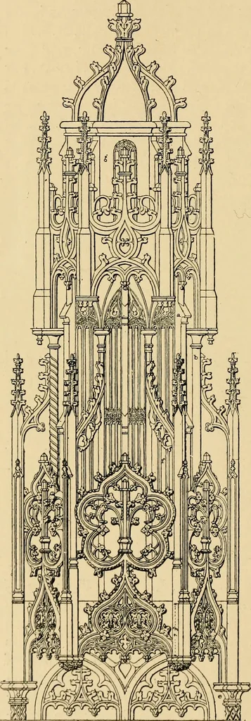 An illustration from Early renaissance architecture in England; a historical & descriptive account of the Tudor, Elizabethan & Jacobean periods, 1500-1625, for the use of students and others, 1901, leaf 64