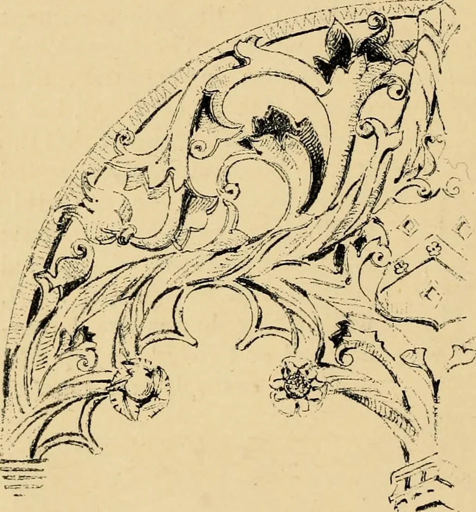 An illustration from Early renaissance architecture in England; a historical & descriptive account of the Tudor, Elizabethan & Jacobean periods, 1500-1625, for the use of students and others, 1901, leaf 68