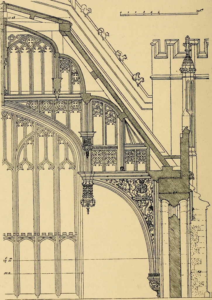 An illustration from Early renaissance architecture in England; a historical & descriptive account of the Tudor, Elizabethan & Jacobean periods, 1500-1625, for the use of students and others, 1901, leaf 72