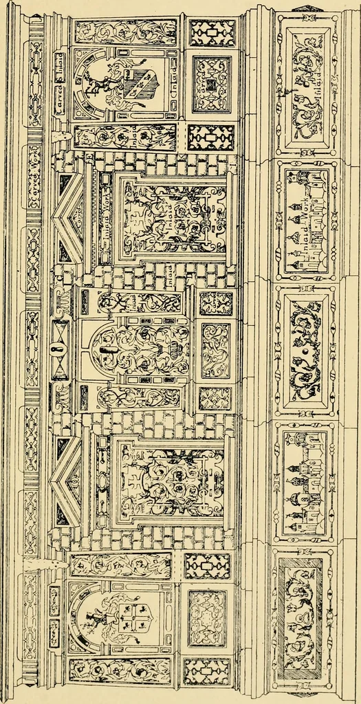 An illustration from Early renaissance architecture in England; a historical & descriptive account of the Tudor, Elizabethan & Jacobean periods, 1500-1625, for the use of students and others, 1901, leaf 85