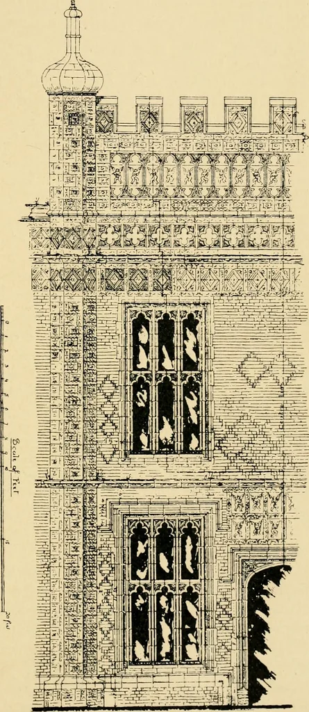 An illustration from Early renaissance architecture in England; a historical & descriptive account of the Tudor, Elizabethan & Jacobean periods, 1500-1625, for the use of students and others, 1901, leaf 99