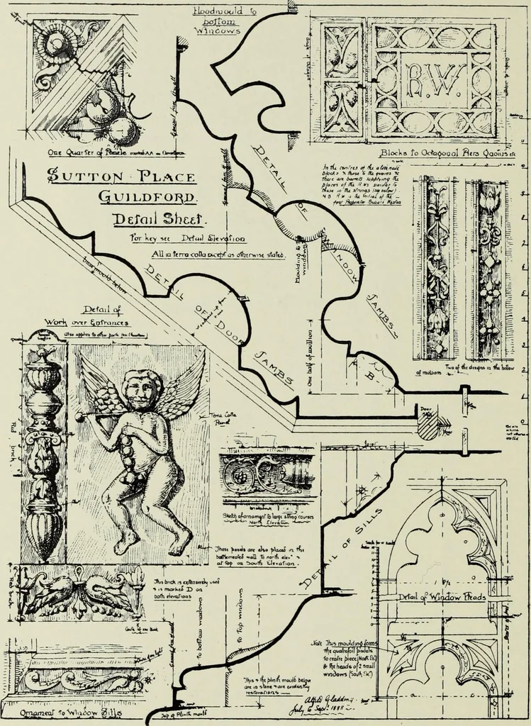 An illustration from Early renaissance architecture in England; a historical & descriptive account of the Tudor, Elizabethan & Jacobean periods, 1500-1625, for the use of students and others, 1901, leaf 100