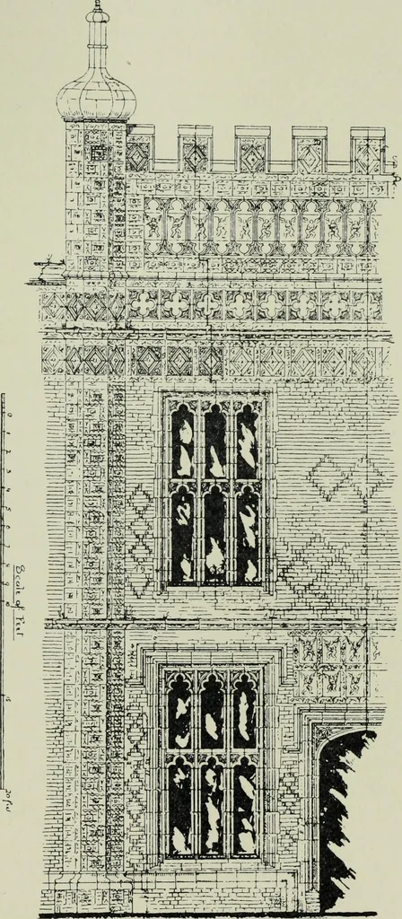 An illustration from Early renaissance architecture in England; a historical & descriptive account of the Tudor, Elizabethan & Jacobean periods, 1500-1625, for the use of students and others, 1901, leaf 101