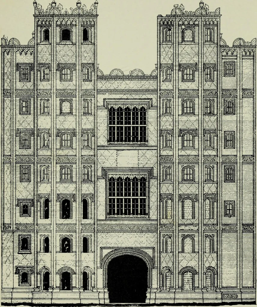 An illustration from Early renaissance architecture in England; a historical & descriptive account of the Tudor, Elizabethan & Jacobean periods, 1500-1625, for the use of students and others, 1901, leaf 107