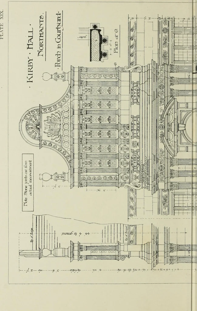 An illustration from Early renaissance architecture in England; a historical & descriptive account of the Tudor, Elizabethan & Jacobean periods, 1500-1625, for the use of students and others, 1901, leaf 130