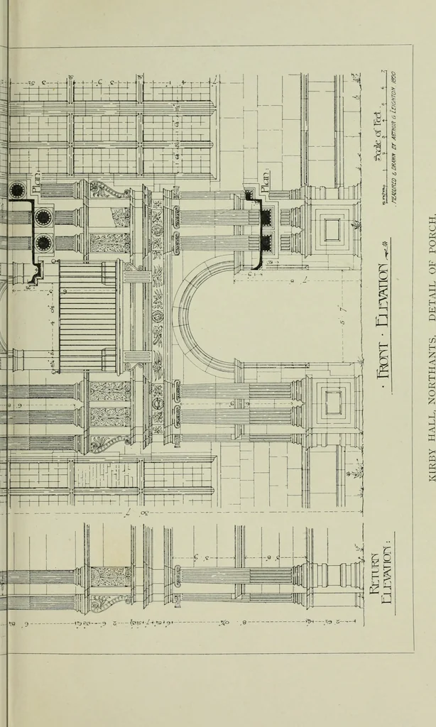 An illustration from Early renaissance architecture in England; a historical & descriptive account of the Tudor, Elizabethan & Jacobean periods, 1500-1625, for the use of students and others, 1901, leaf 131