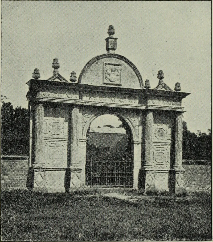 An illustration from Early renaissance architecture in England; a historical & descriptive account of the Tudor, Elizabethan & Jacobean periods, 1500-1625, for the use of students and others, 1901, leaf 155
