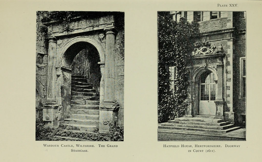 An illustration from Early renaissance architecture in England; a historical & descriptive account of the Tudor, Elizabethan & Jacobean periods, 1500-1625, for the use of students and others, 1901, leaf 165