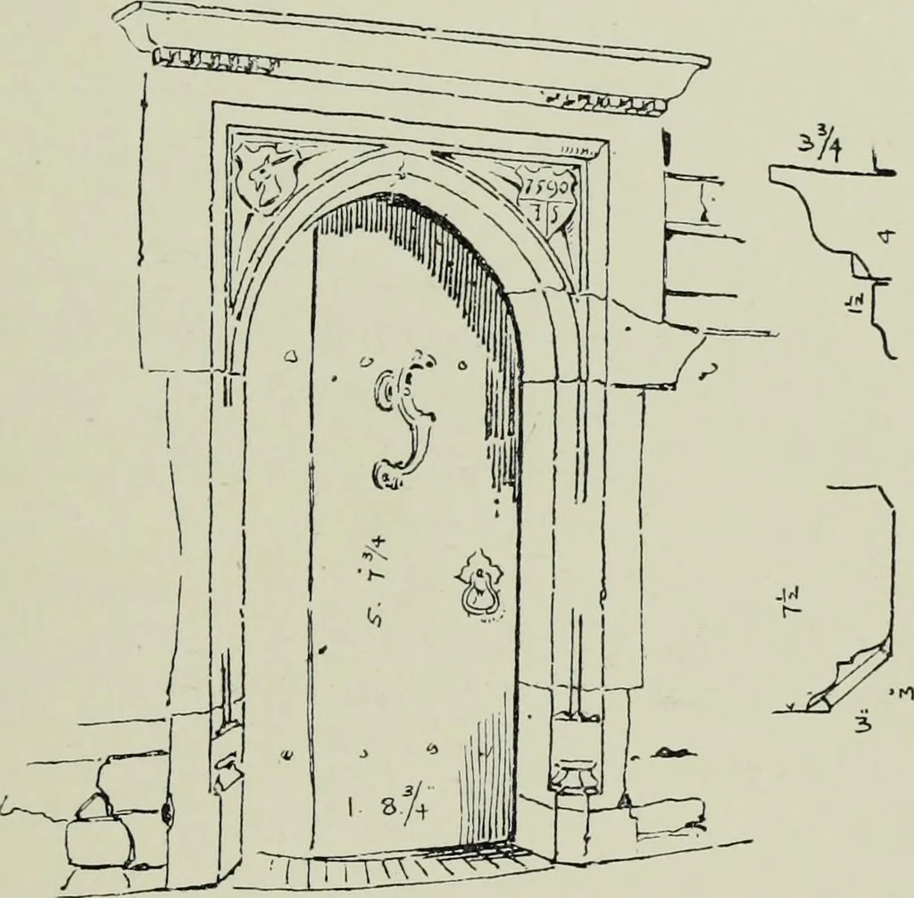 An illustration from Early renaissance architecture in England; a historical & descriptive account of the Tudor, Elizabethan & Jacobean periods, 1500-1625, for the use of students and others, 1901, leaf 175