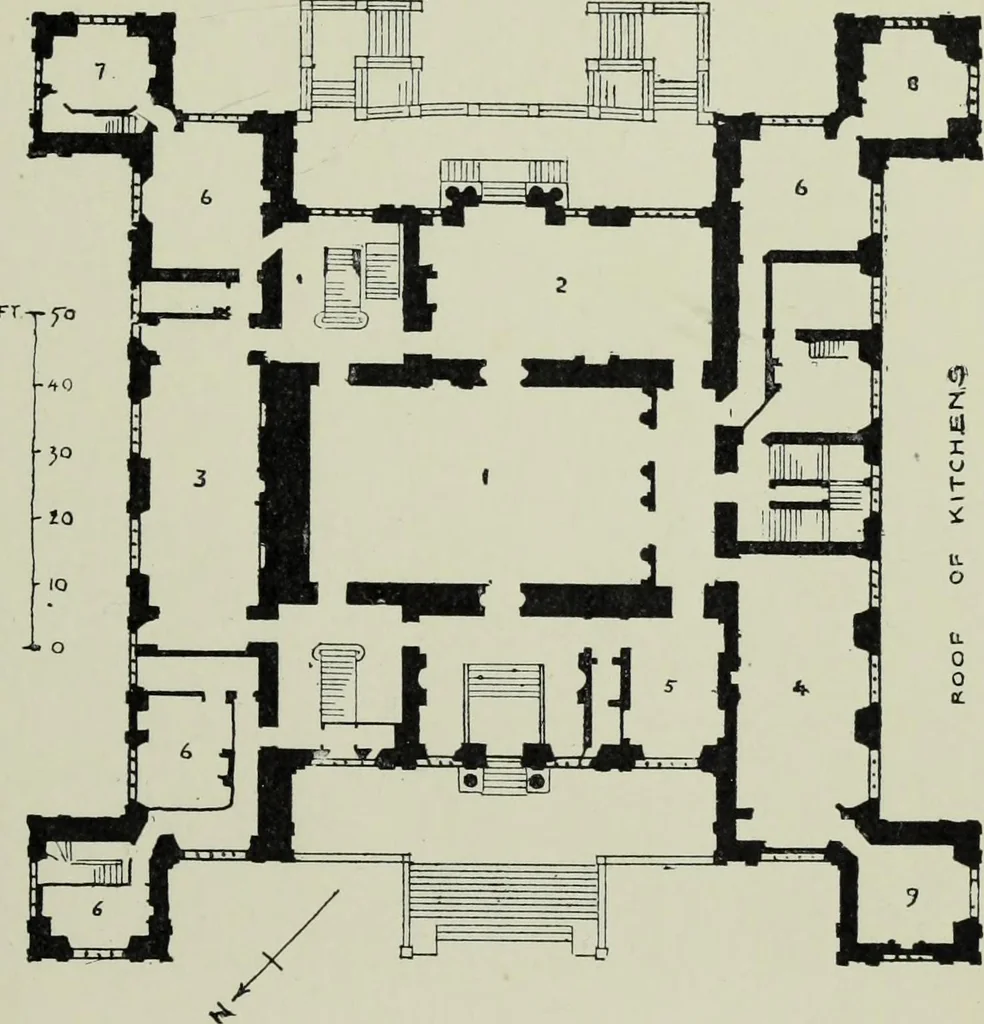 An illustration from Early renaissance architecture in England; a historical & descriptive account of the Tudor, Elizabethan & Jacobean periods, 1500-1625, for the use of students and others, 1901, leaf 181