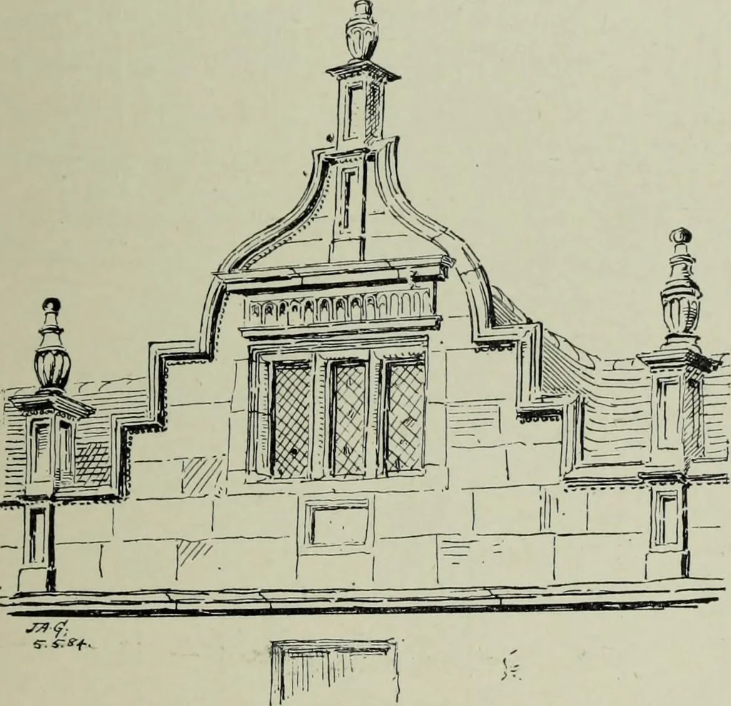 An illustration from Early renaissance architecture in England; a historical & descriptive account of the Tudor, Elizabethan & Jacobean periods, 1500-1625, for the use of students and others, 1901, leaf 223