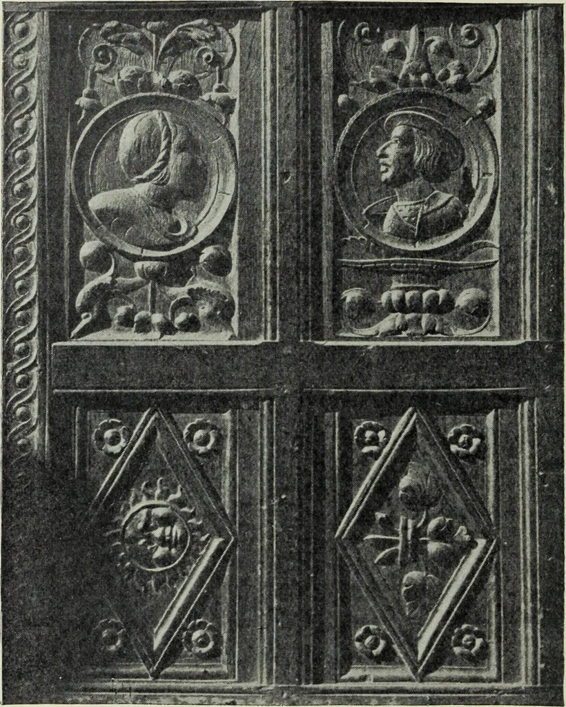 An illustration from Early renaissance architecture in England; a historical & descriptive account of the Tudor, Elizabethan & Jacobean periods, 1500-1625, for the use of students and others, 1901, leaf 258