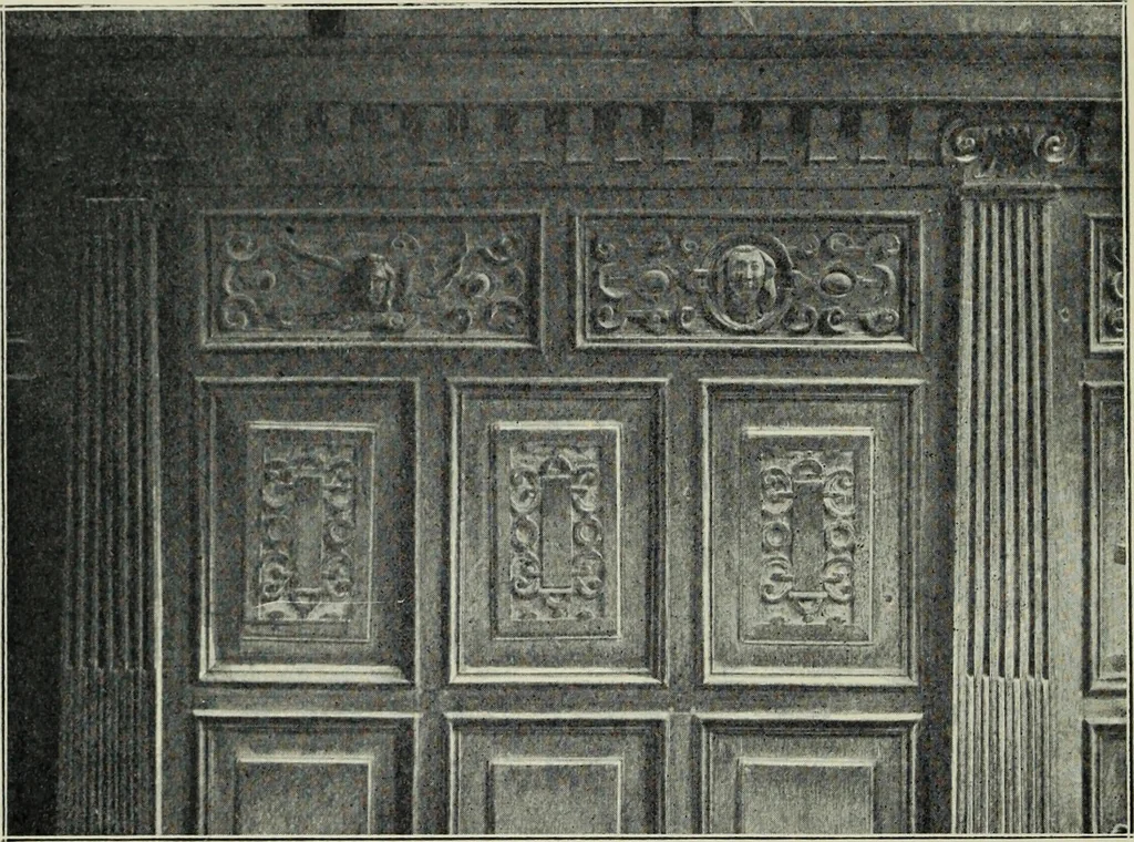 An illustration from Early renaissance architecture in England; a historical & descriptive account of the Tudor, Elizabethan & Jacobean periods, 1500-1625, for the use of students and others, 1901, leaf 270