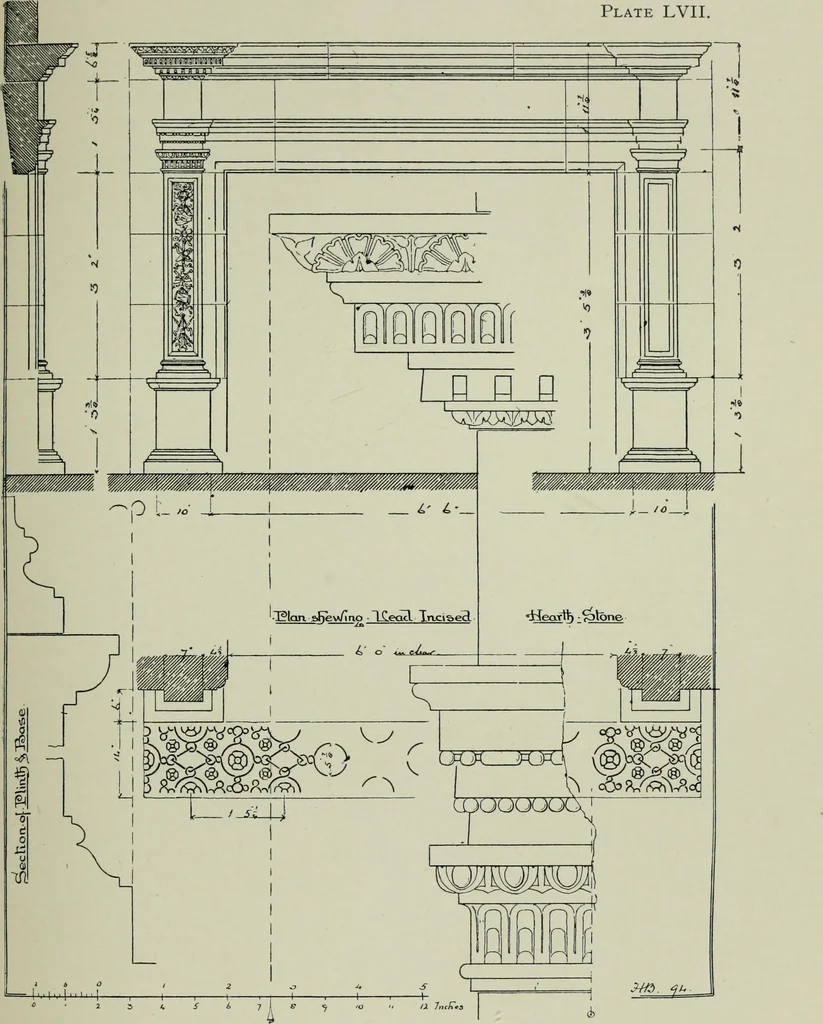 An illustration from Early renaissance architecture in England; a historical & descriptive account of the Tudor, Elizabethan & Jacobean periods, 1500-1625, for the use of students and others, 1901, leaf 311