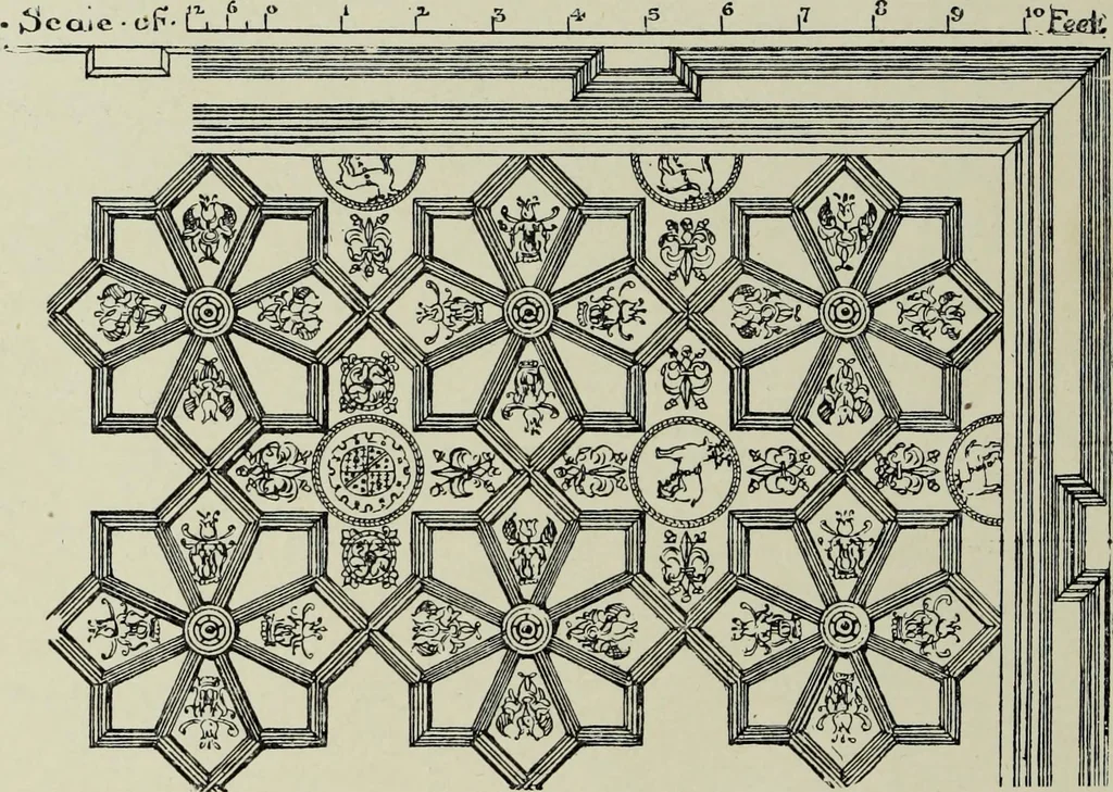 An illustration from Early renaissance architecture in England; a historical & descriptive account of the Tudor, Elizabethan & Jacobean periods, 1500-1625, for the use of students and others, 1901, leaf 344