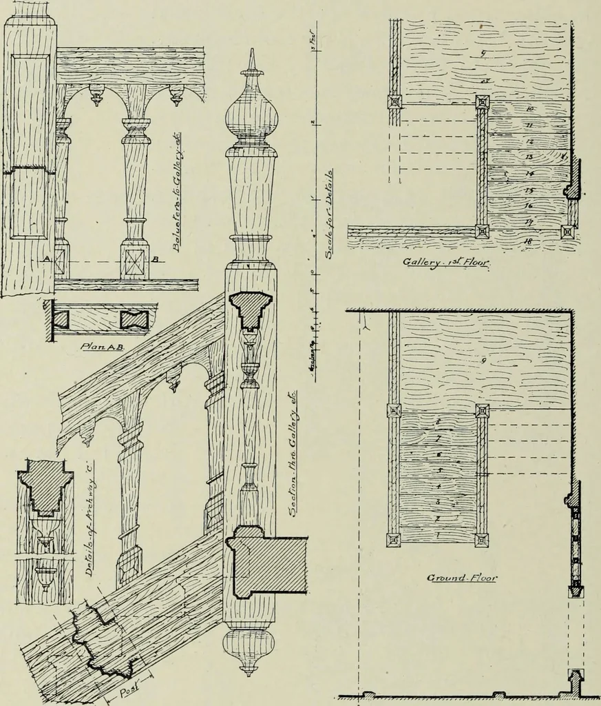An illustration from Early renaissance architecture in England; a historical & descriptive account of the Tudor, Elizabethan & Jacobean periods, 1500-1625, for the use of students and others, 1901, leaf 366