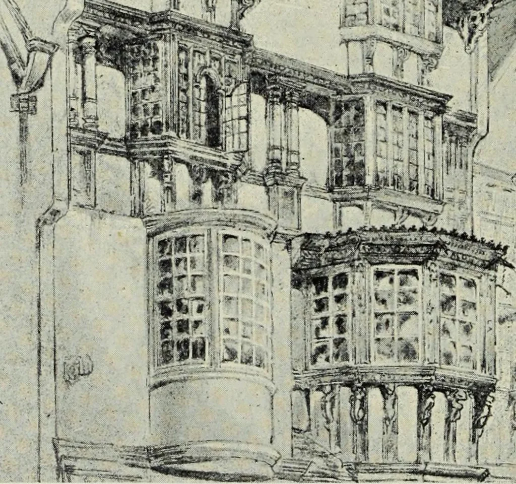 An illustration from Early renaissance architecture in England; a historical & descriptive account of the Tudor, Elizabethan & Jacobean periods, 1500-1625, for the use of students and others, 1901, leaf 386