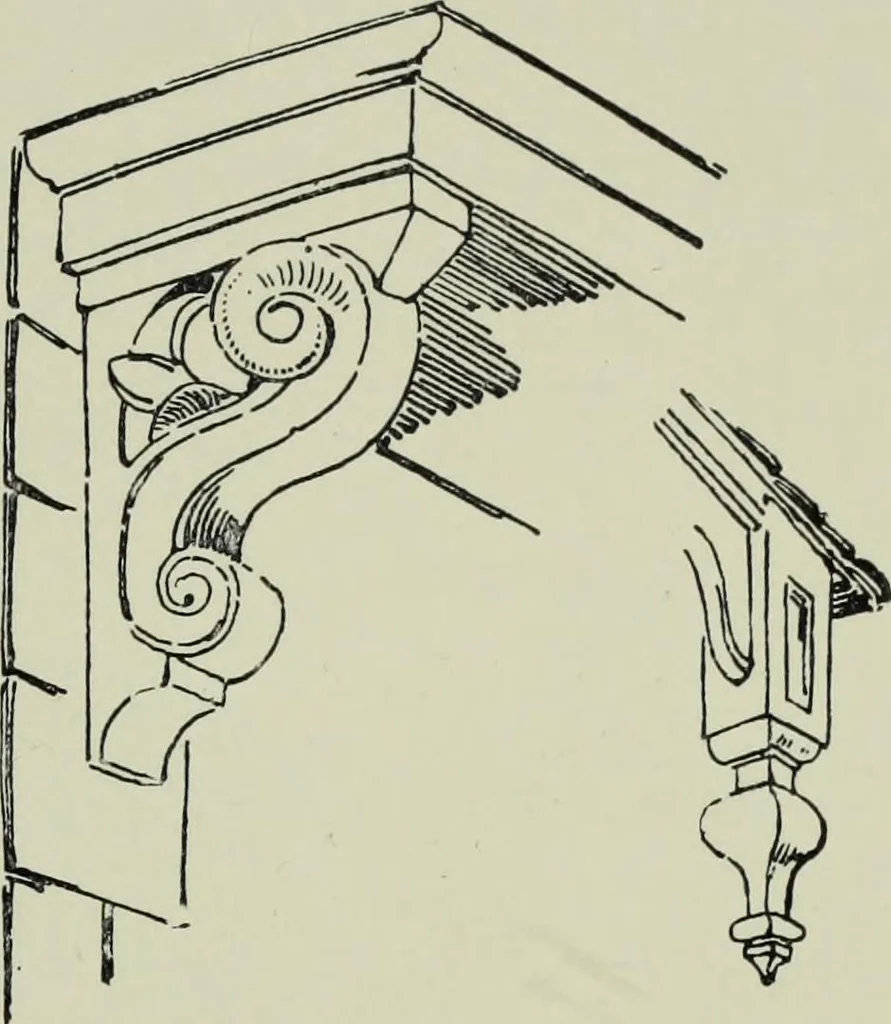 An illustration from Early renaissance architecture in England; a historical & descriptive account of the Tudor, Elizabethan & Jacobean periods, 1500-1625, for the use of students and others, 1901, leaf 393