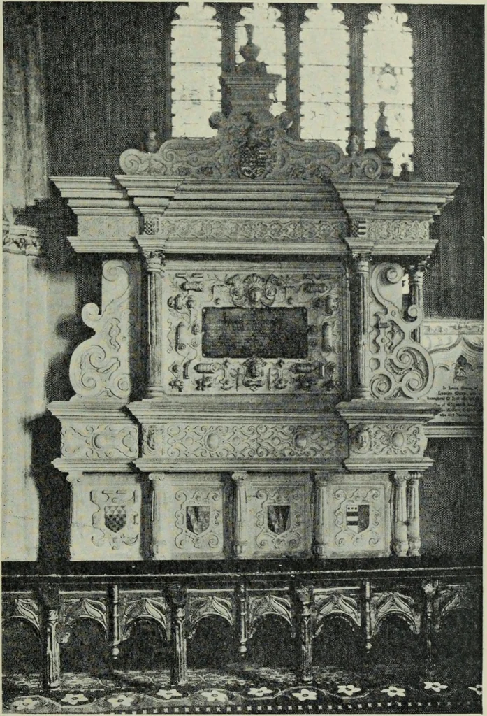An illustration from Early renaissance architecture in England; a historical & descriptive account of the Tudor, Elizabethan & Jacobean periods, 1500-1625, for the use of students and others, 1901, leaf 405