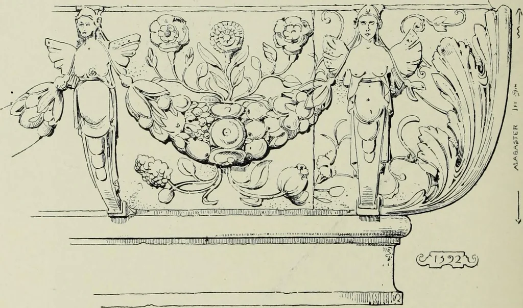 An illustration from Early renaissance architecture in England; a historical & descriptive account of the Tudor, Elizabethan & Jacobean periods, 1500-1625, for the use of students and others, 1901, leaf 406
